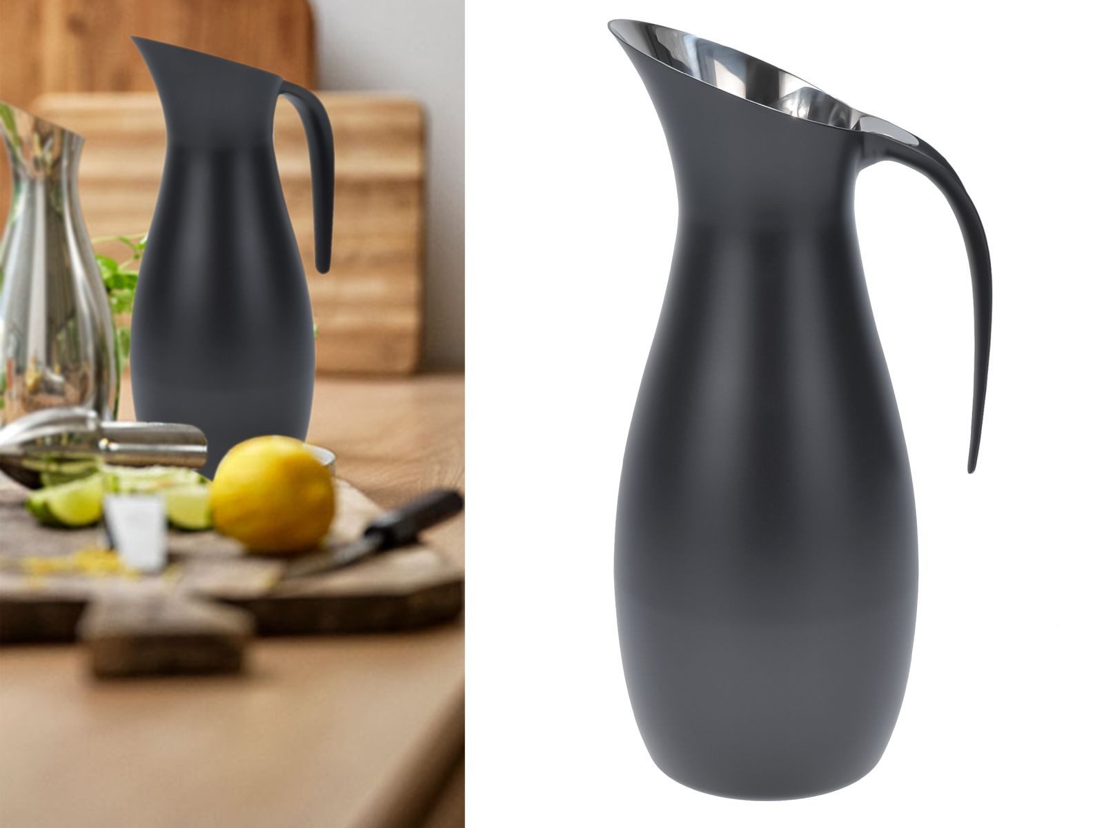 Zone Denmark Karaffe Rocks, 30cm hoch, 1.7 Liter Volumen, mit Griff, aus Stahl