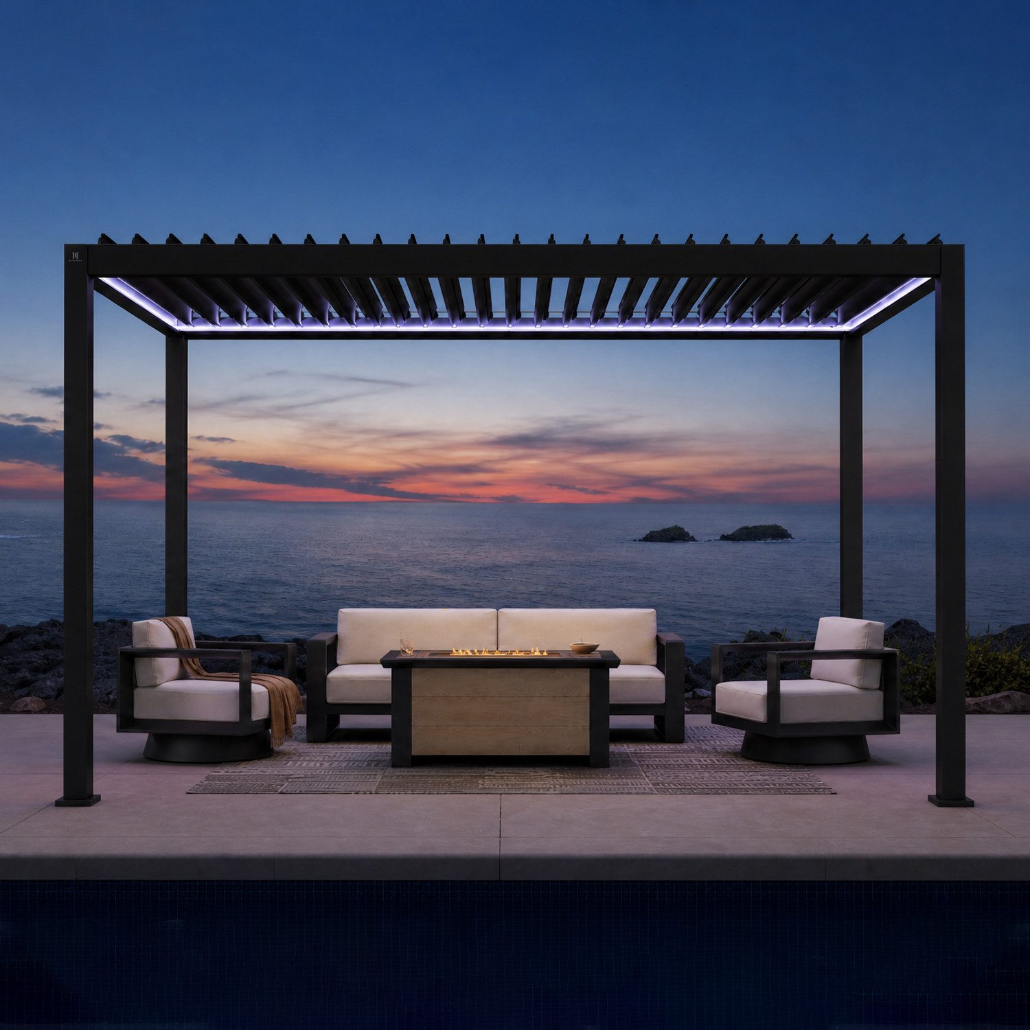 Mirador Pergola 111DA Elektrische Pergola mit Lamellendach, BxTxH: 300x400x250 cm, (Packung, 1-tlg), LED-Beleuchtung und App-Steuerung
