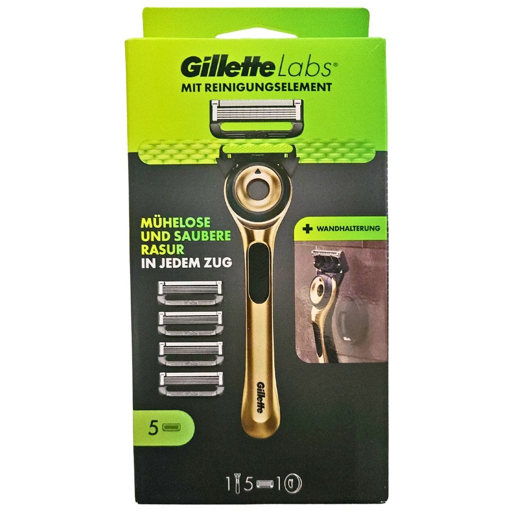 Gillette Бритвы Labs Gold Edition Бритвы, 7-tlg., inkl. 5 Ersatztklingen & Wandhalterung