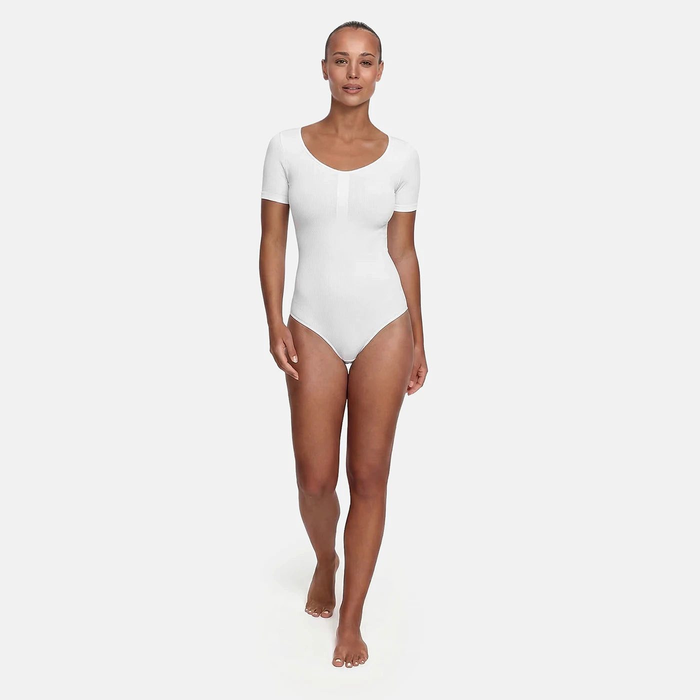 cfab Shaping-Body T-Shirt Bodysuit Sculpting Shapewear mit String-Weiß-XS (1-tlg)
