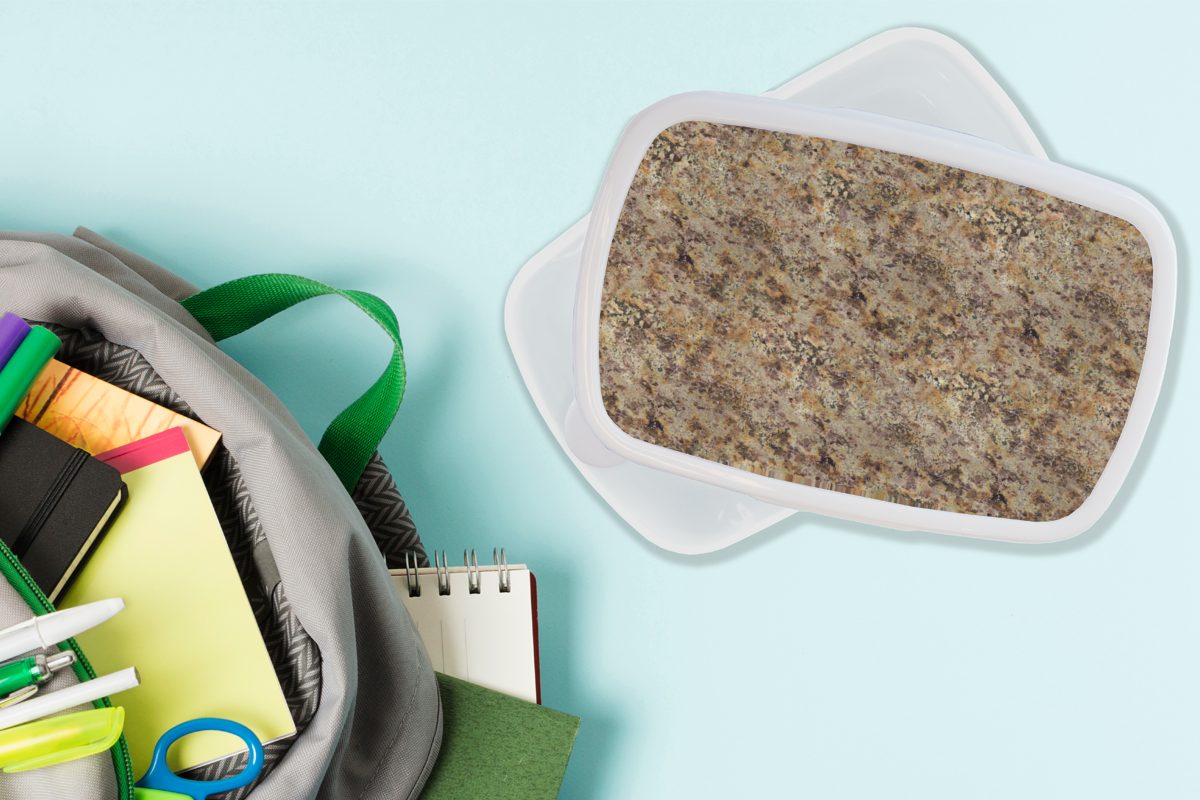 Erwachsene, (2-tlg), und für Muster, Jungs Granit Lunchbox Brotbox - Antik und - Gold Brotdose, - MuchoWow weiß Kunststoff, Mädchen für Kinder