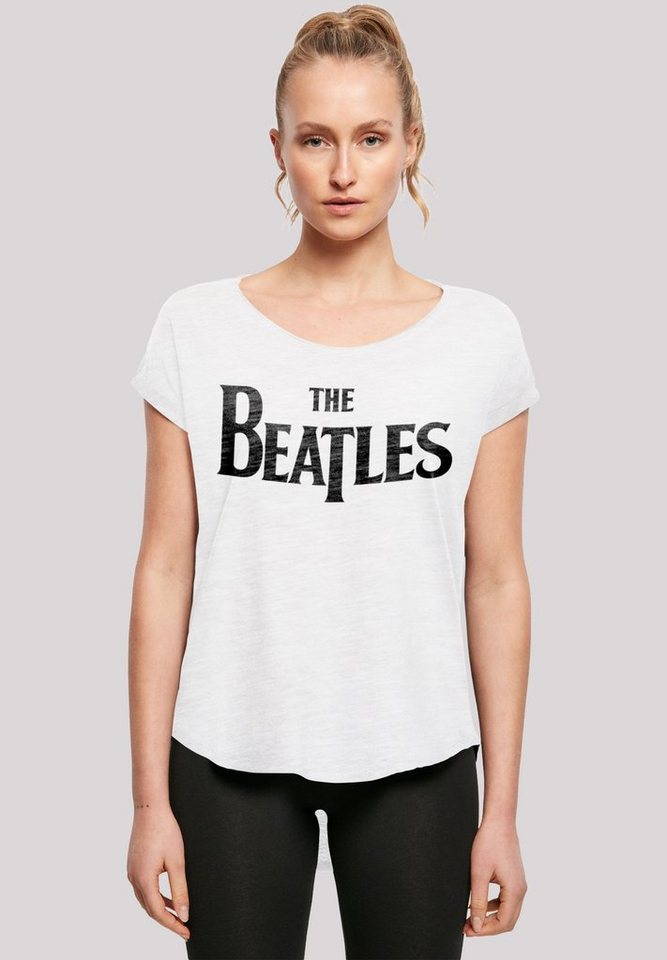 F4NT4STIC T-Shirt The Beatles Band Drop T Logo Black Print, Hinten extra  lang geschnittenes Damen T-Shirt