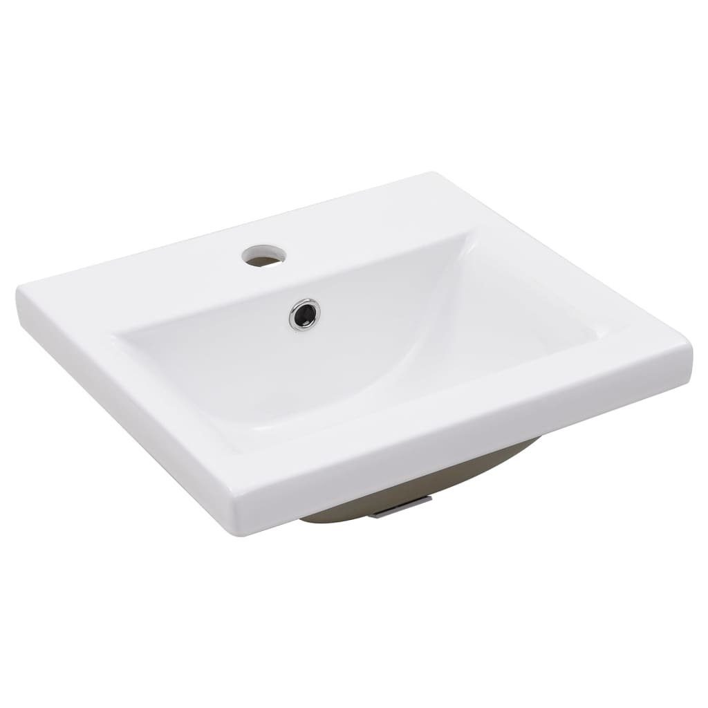 vidaXL Badezimmerspiegelschrank Badezimmer-Waschtischgestell mit Waschbecken Eisen (1-St) Schwarz