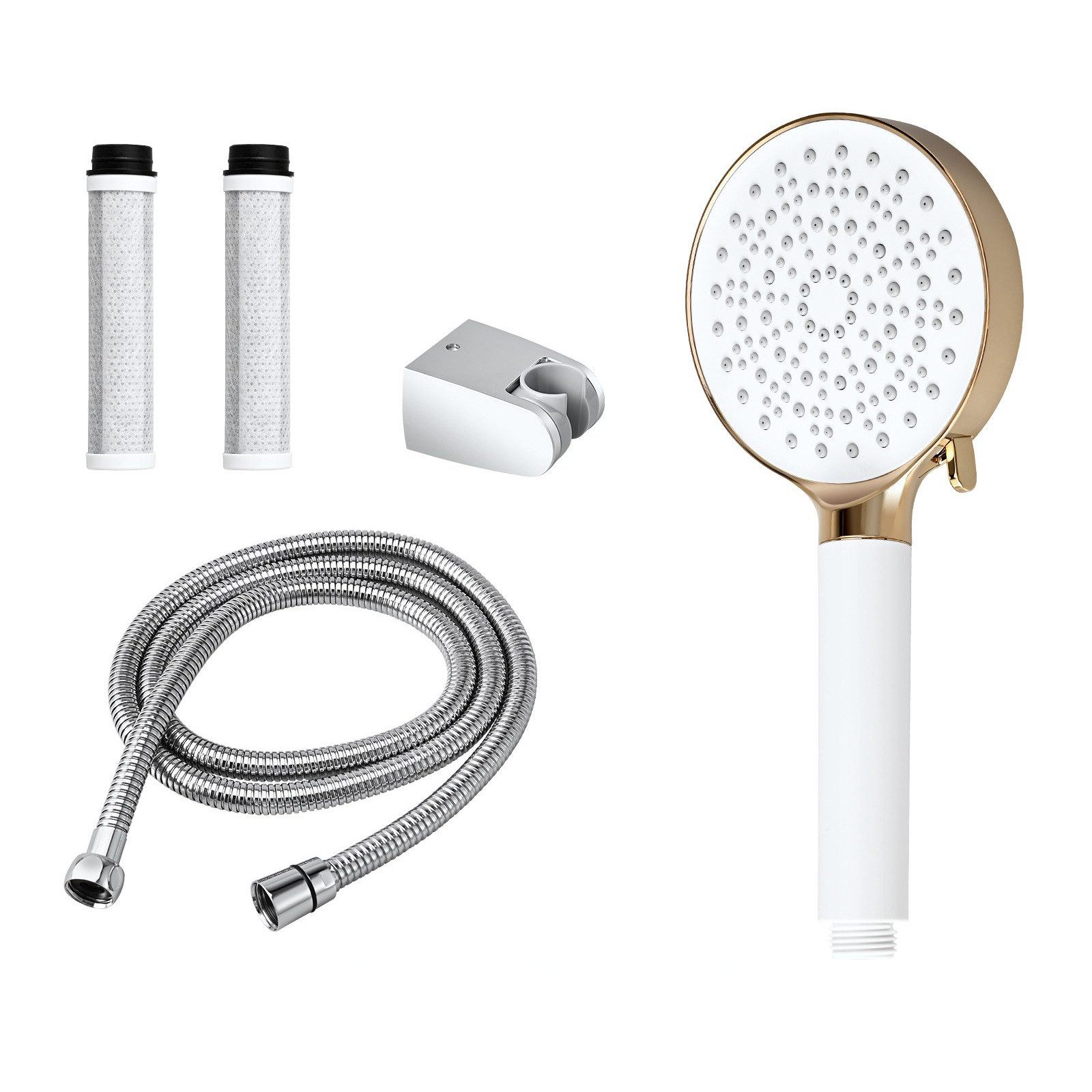 EMKE Handbrause Handbrause set mit 6 Strahlarten, Wassersparfunktion, Kunststoffe, (set), Mit 1,5 m Edelstahlschlauch und Wandhalterung