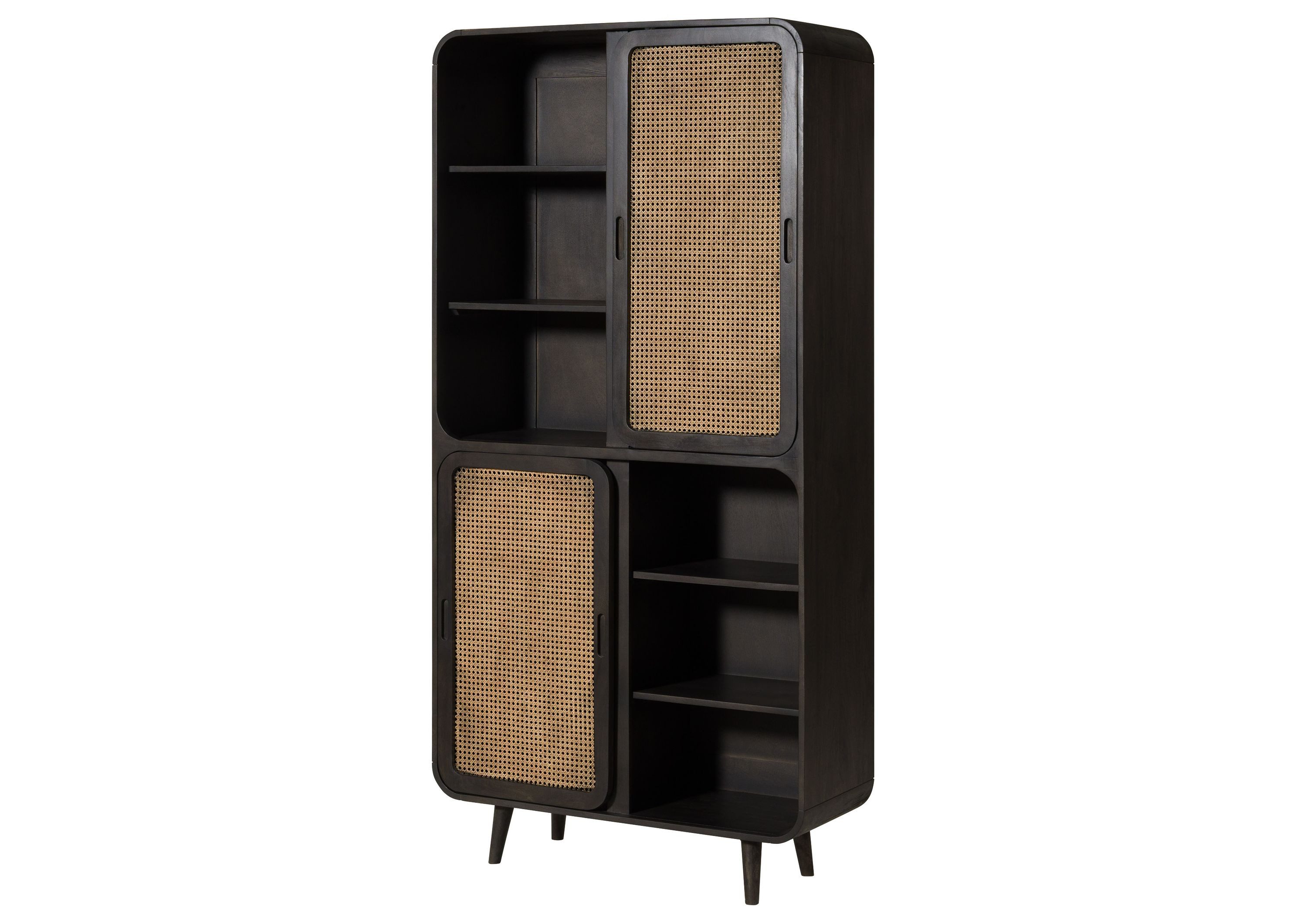 Massivmoebel24 Dreh-/Schwebetürenschrank VALENCIA (Mango 100x40x200 dunkelgrau lackiert VALENCIA #216) Mango 100x40x200 dunkelgrau lackiert VALENCIA #216