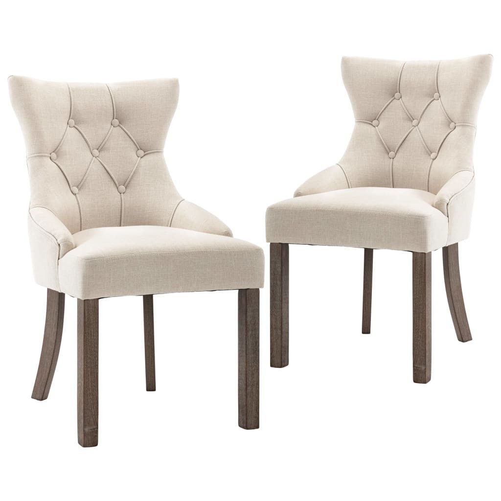 Esszimmerstuhl Esszimmerstühle 2 Stk. Beige Stoff