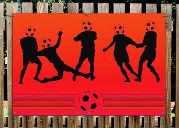 Wallario Sichtschutzzaunmatten Fußball - Rote Fußballspieler im Comic Stil
