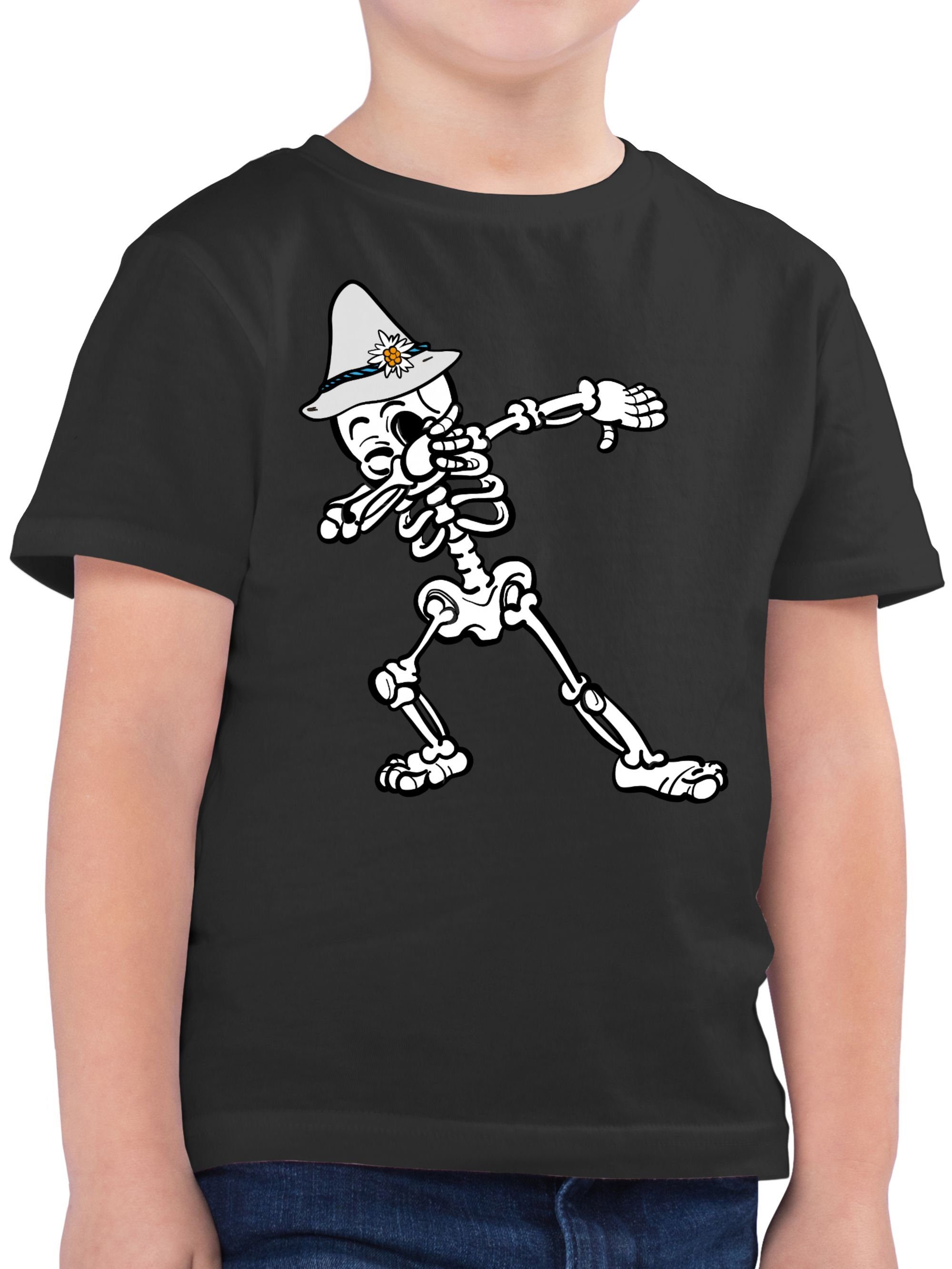 Shirtracer T-Shirt Skelett Dab Wiesn Junge Mode für Oktoberfest Kinder Outfit 3 Anthrazit