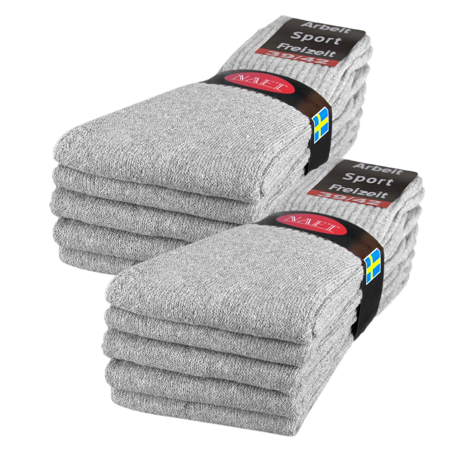 sockenkauf24 Tennissocken 10, 20, 30 Paar Sportsocken Arbeitssocken Herren & Damen (Hellgrau, 10-Paar, 39-42) Socken Baumwolle 10100