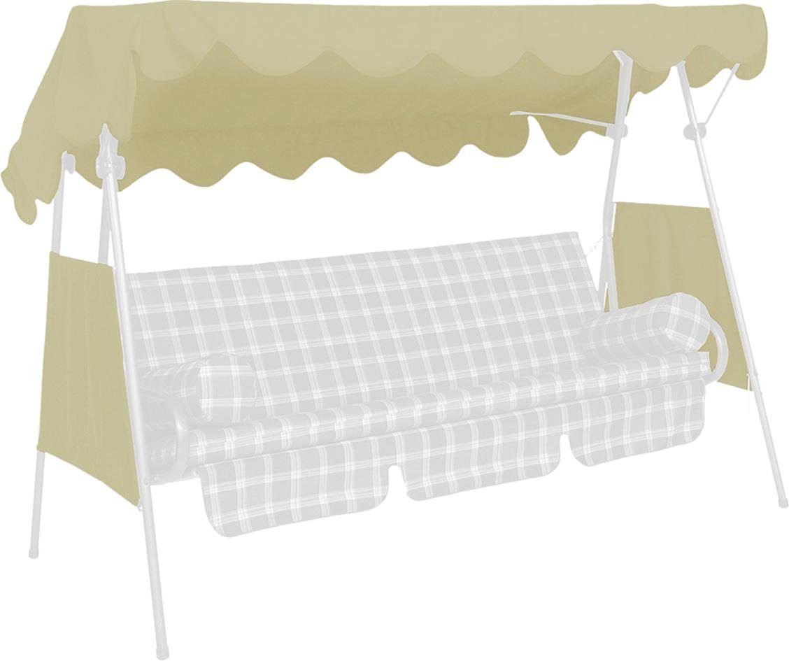 ANGERER Freizeitmöbel GmbH Hollywoodschaukelersatzdach Ersatz Sonnendach beige, (1 Stück, inkl. 2 Seitenteile), für Dachgestänge von ca. 200 x 120 cm
