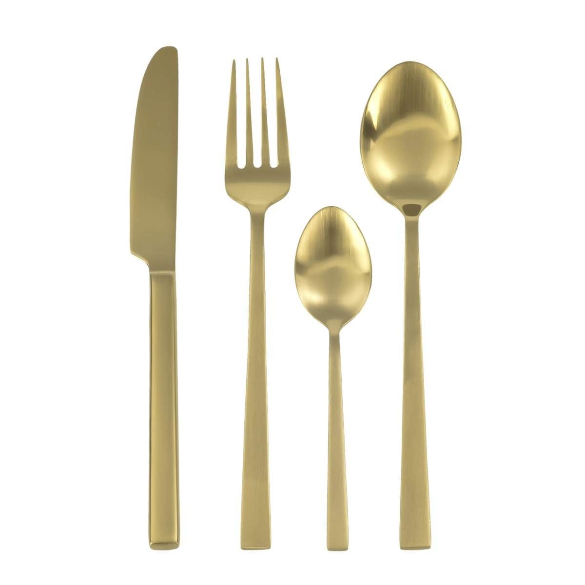 Bitz Besteck-Set BITZ Besteckset 16teilig (16-tlg), 4 Personen, Edelstahl, 16-teilig, Edelstahl matt satiniert, modern skandinavisch