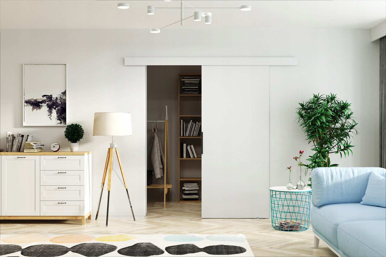 HAUSELEMENT Schiebetür VIND 106 x 205, Schiebetürsystem SoftClose Laufschiene Schwebetür 106/100 cm – Bild 3 von 5