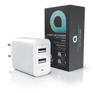 Aplic USB-Ladegerät (4800 mA, 2-Port Netzteil für Handy/Smartphone/Tablet, 4800mA -2400mA je Port)