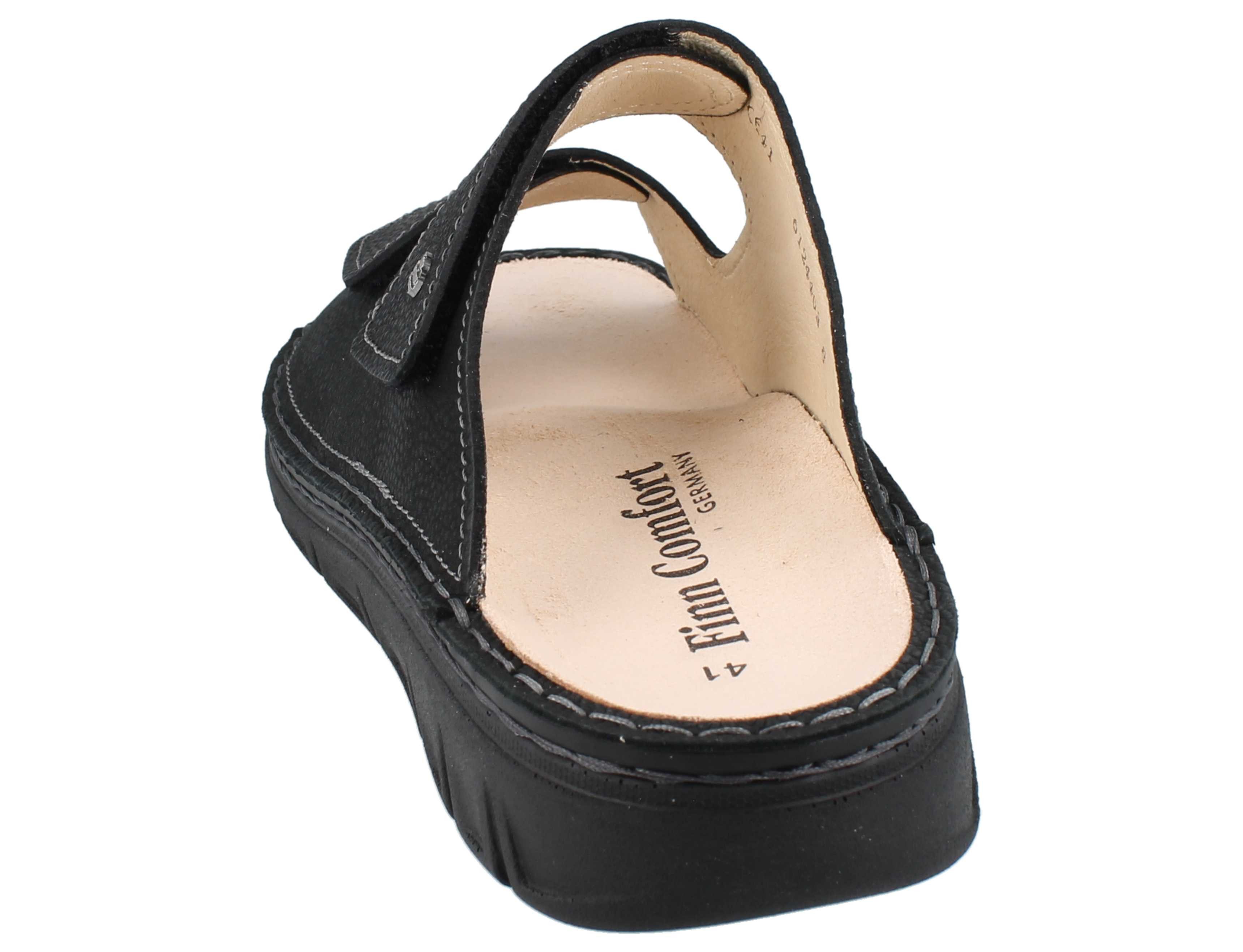 Finn Comfort FINN COMFORT Rab Herren Pantolette schwarz genarbtes Nubukleder - Hausschuh Wechselfußbett