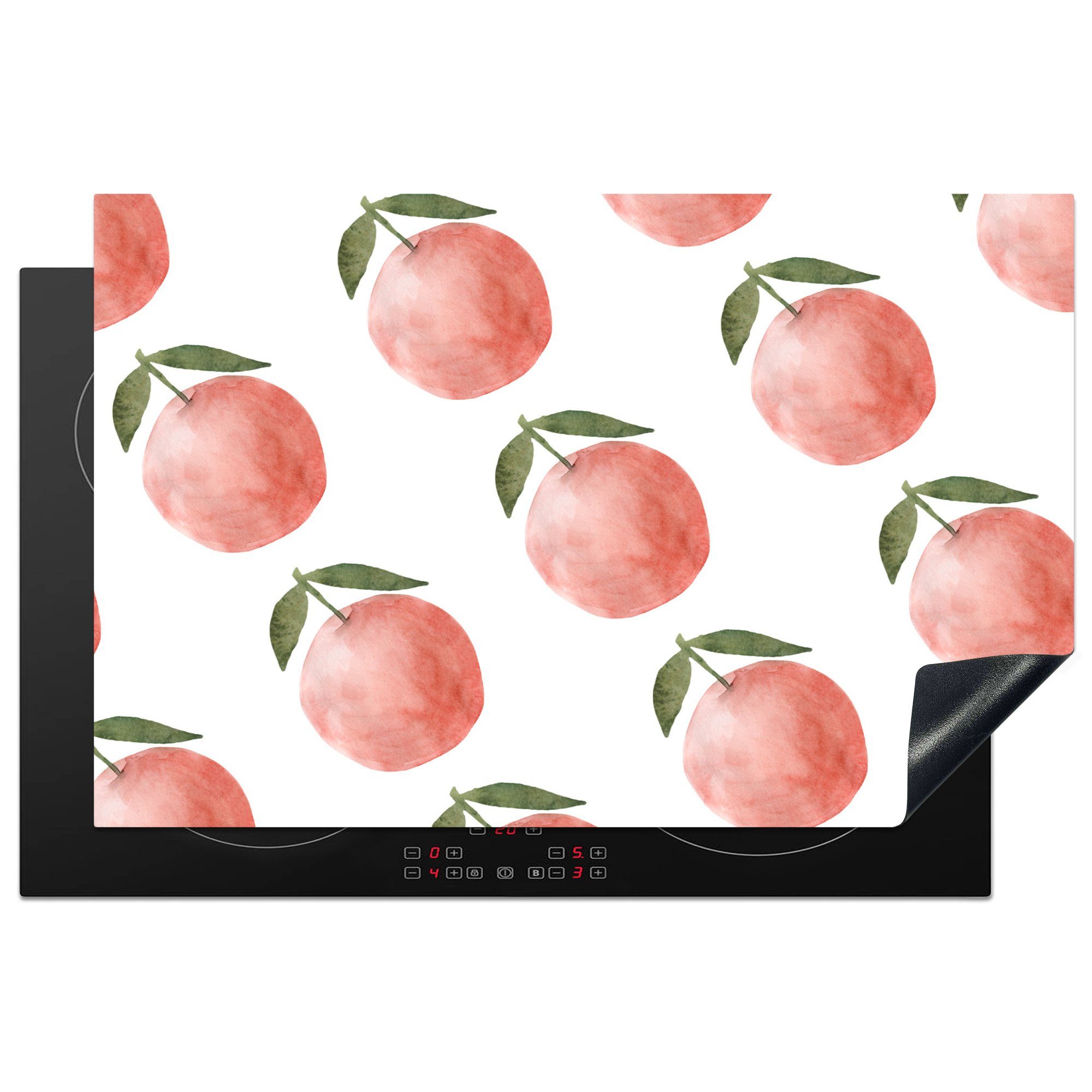 MuchoWow Herdblende-/Abdeckplatte Äpfel - Obst - Schablonen, Vinyl, (1 tlg), 81x52 cm, Induktionskochfeld Schutz für die küche, Ceranfeldabdeckung