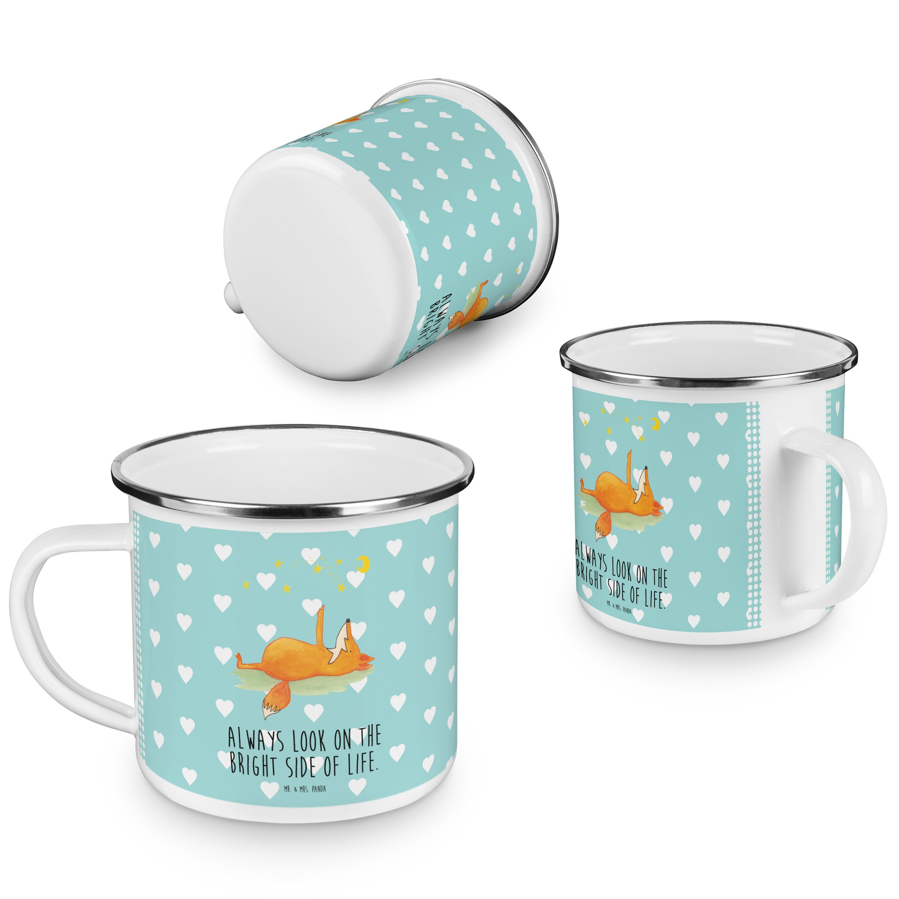 Mr. & Mrs. Panda Becher - - Sterne Emaille Geschenk, Türkis Campingbecher, Fuchs Emaille Roma, Pastell