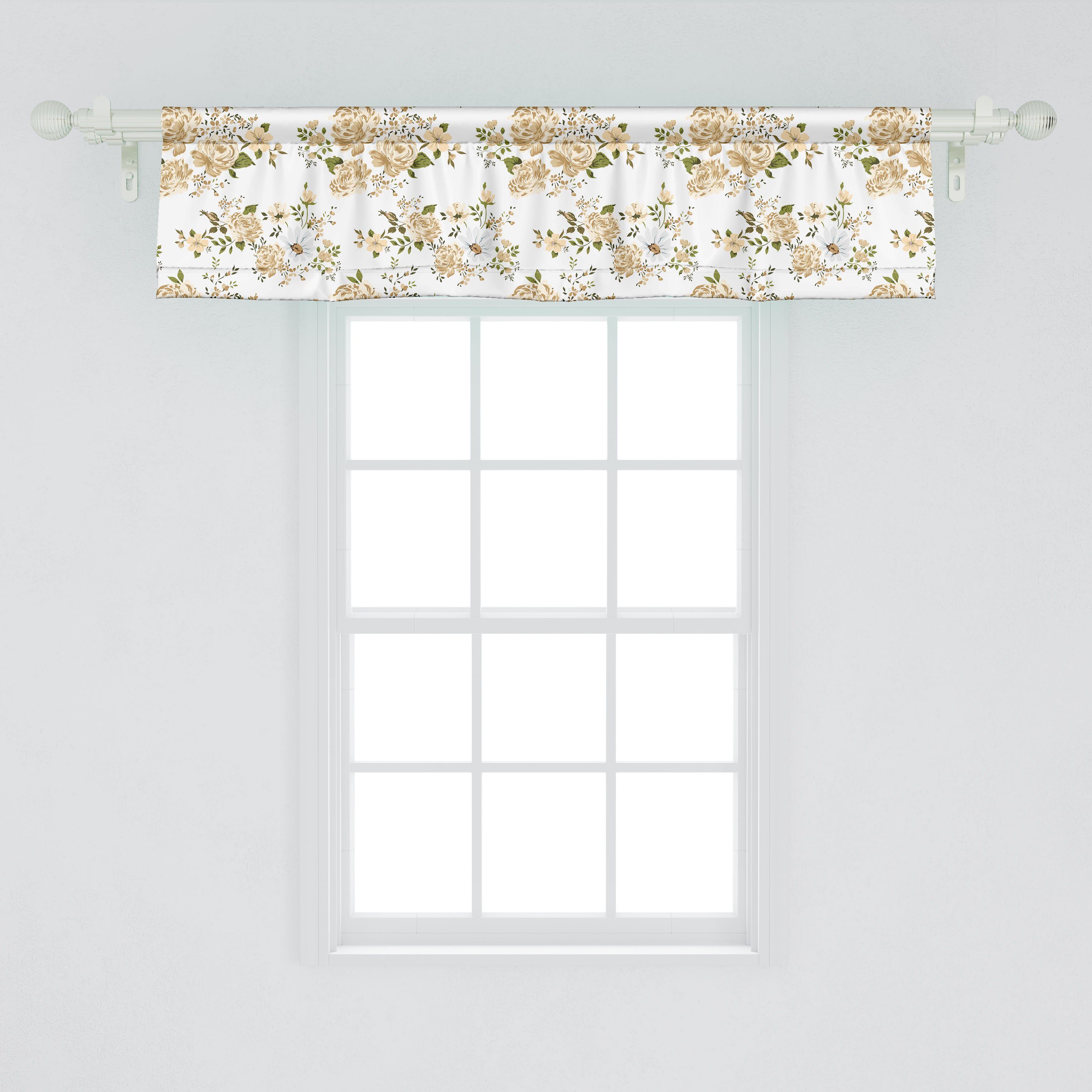 Scheibengardine Vorhang Volant Floral Microfaser, für Abakuhaus, Dekor Stangentasche, Roses Vector mit Blumen Küche Schlafzimmer