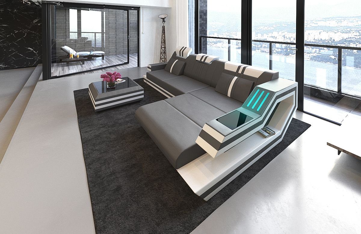 Sofa Dreams Ecksofa »Ravenna - L Form Ledersofa«, Couch, mit LED, wahlweise  mit Bettfunktion als Schlafsofa, Designersofa