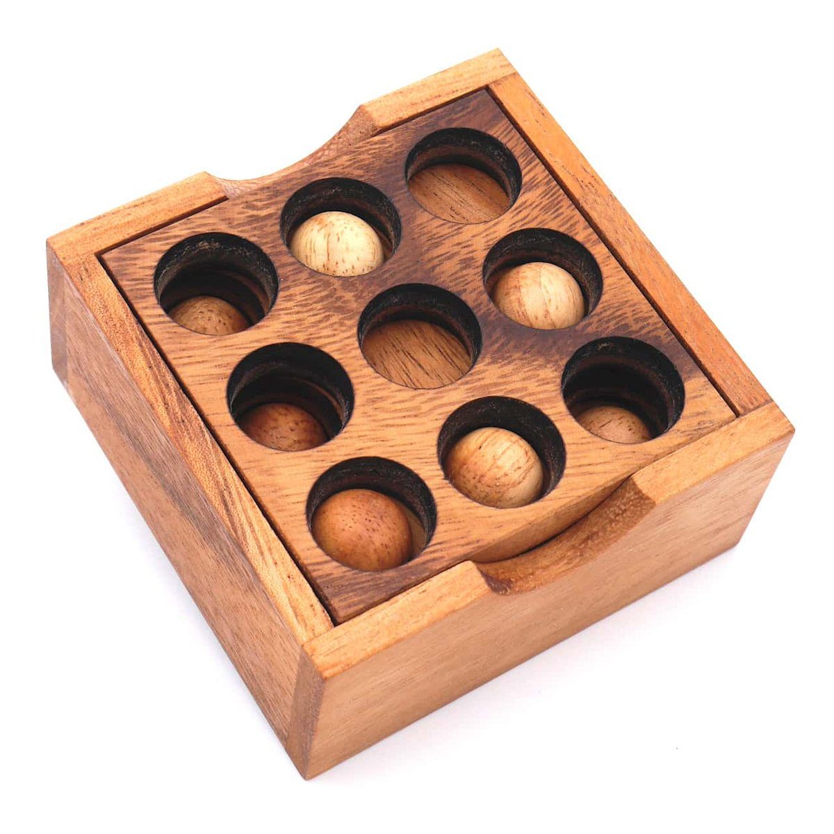 ROMBOL Denkspiele Spiel 9-Loch-Puzzle - mittelschweres, interessantes Logikpuzzle, 3D-Puzzle, Holzspiel