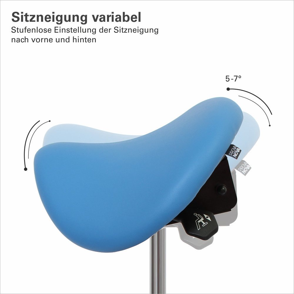 Prova Nova Arbeitshocker Sattelhocker docy® dent 4616, Sitzhöhe ca. 55 - 75 cm