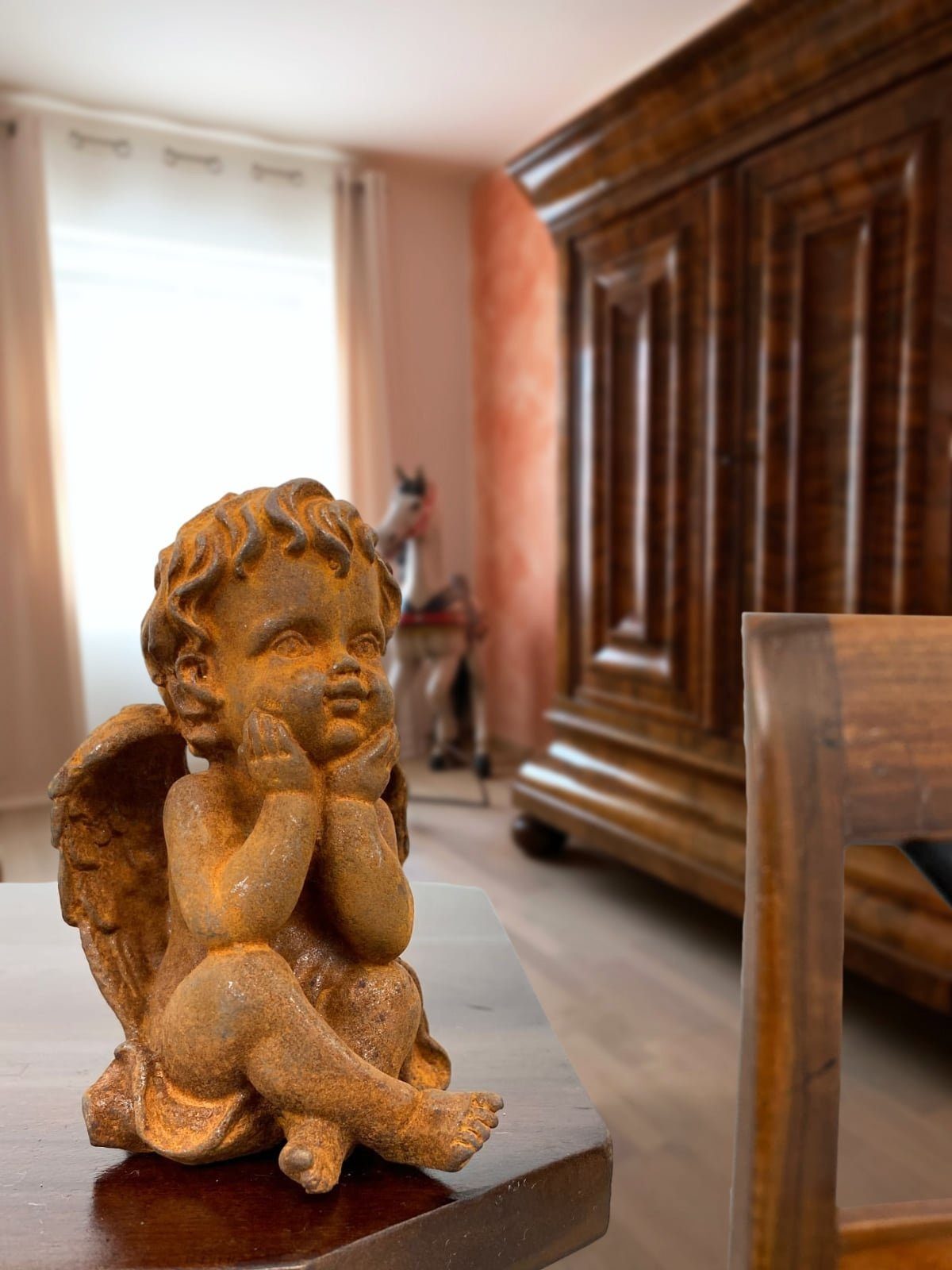 Aubaho Dekofigur Skulptur Engel Figur Engelsfigur Putti Putte Antik-St Dekoration Eisen