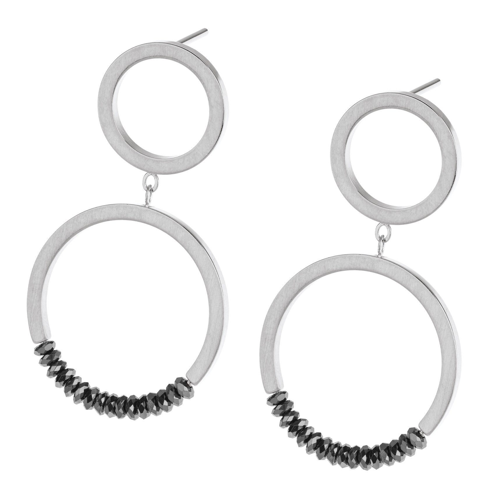 Ernstes Design Paar Ohrstecker Ohrringe matt / polliert mit facettiertem Hämatit E683