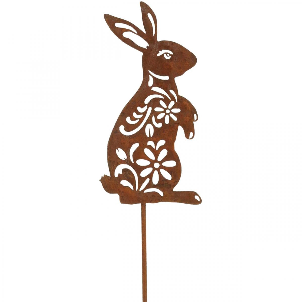 Viana Osterhase Gartenstecker Osterhase Metalldeko mit Blumenmuster für Beete