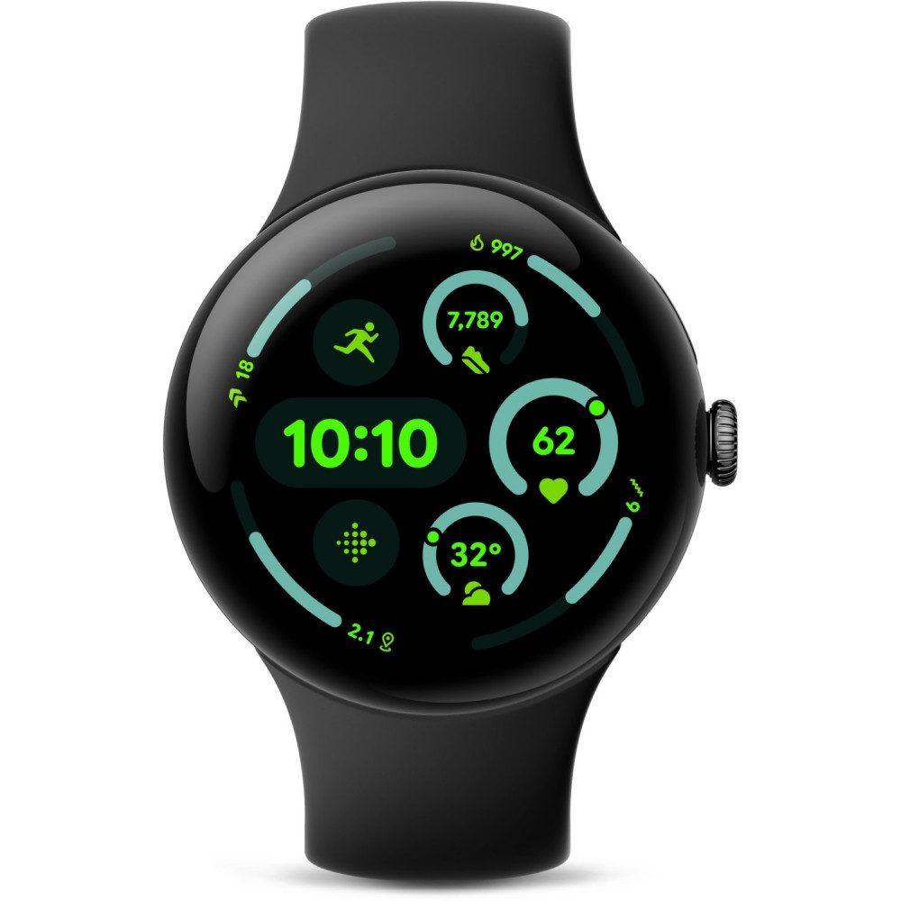 Google Google Pixel Watch 3 41mm LTE Smartwatch obsidian - Uhr Smartwatch, Hochwertiges Actua-Display