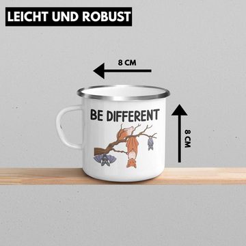 Trendation Thermotasse Trendation - Fuchs Fledermaus Emaille Tasse Geschenk Be Different Geschenkidee für Frauen