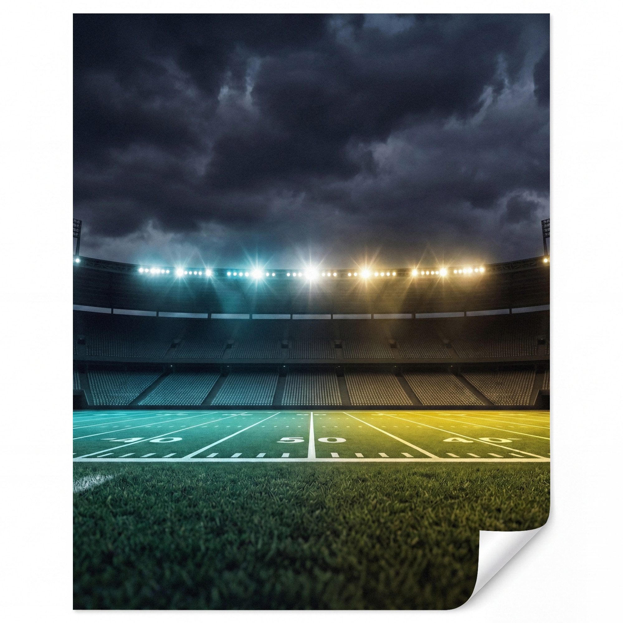 OnlyWow Fototapete Kinderzimmer - Fußball - Stadion - Nacht - Modern, Matt, bedruckt, Küche, Modern, Wanddekoration 180x200cm