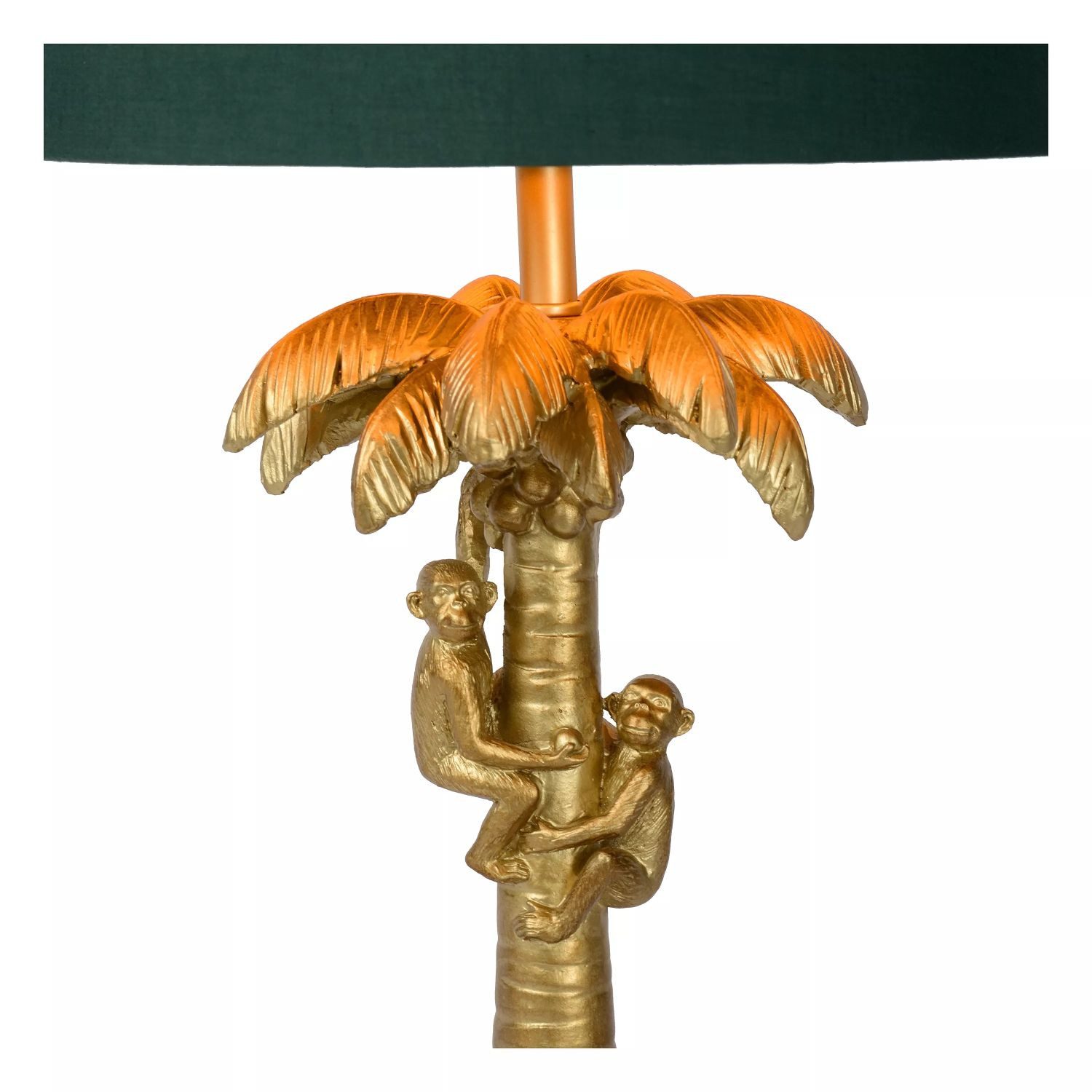 Licht-Erlebnisse Nachttischlampe UVIRA, ohne Leuchtmittel, Stoff E27 D: 30,5 cm 57,5 cm in Gold Grün rund Modern
