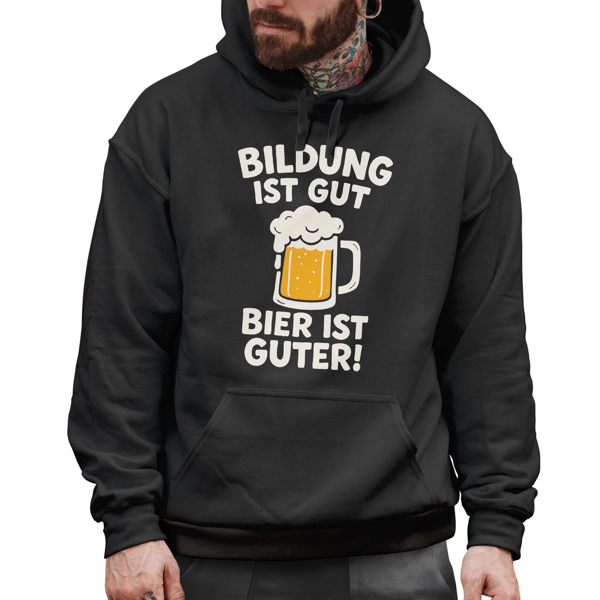 MoonWorks Hoodie Hoodie Herren für das Oktoberfest – Bildung ist gut Bier ist guter –