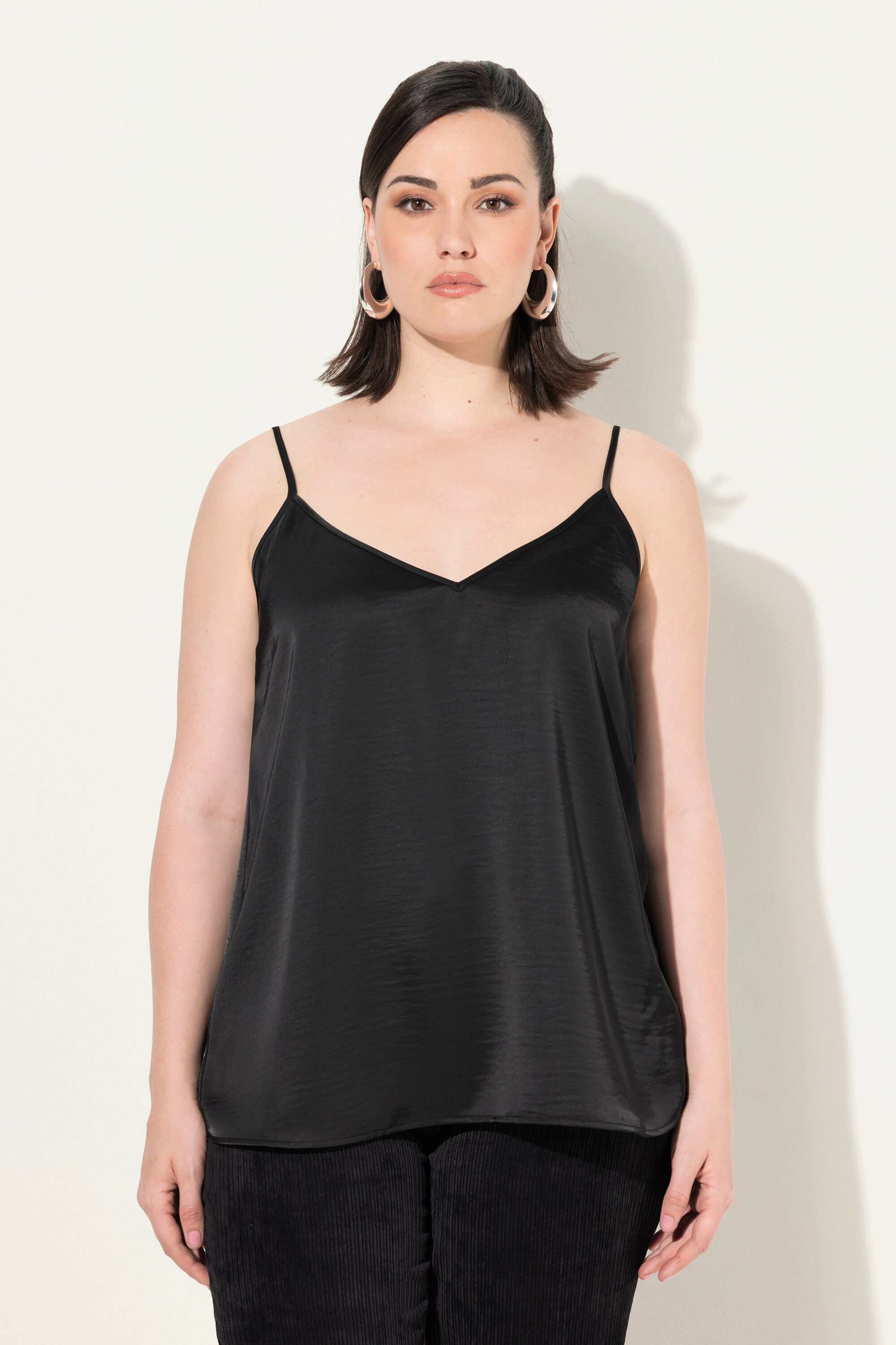 Ulla Popken Longtop Satintop A-Linie V-Ausschnitt günstig online kaufen