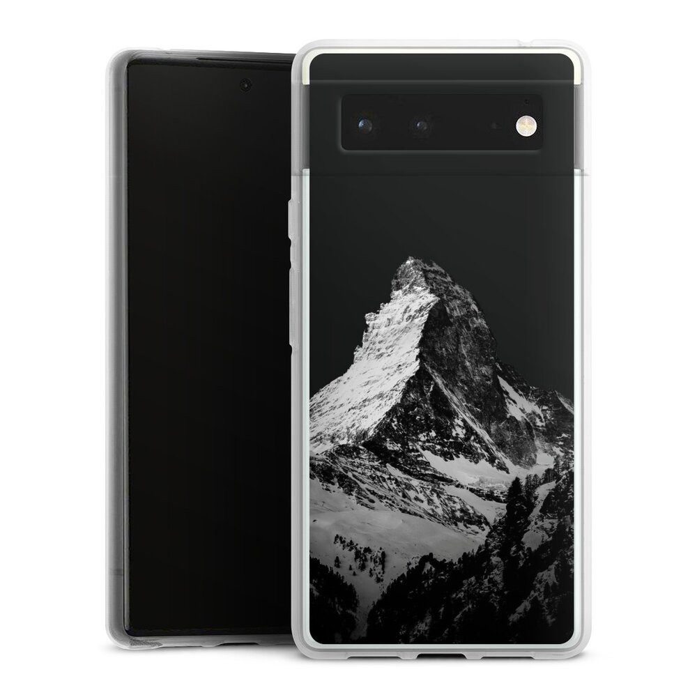 DeinDesign Handyhülle Berg Schnee Alpspitze Snow Capped Mountains Grayscale, Google Pixel 6 Silikon Hülle Bumper Case Handy Schutzhülle