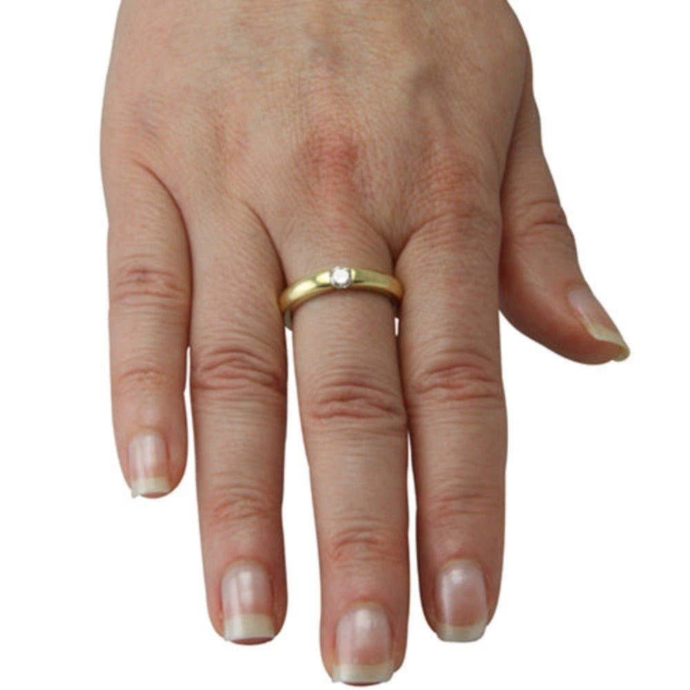 DESIGNSCHMUCK Goldring (Gelbgold 585), aus ct. "Spannend" Diamant Ring Goldschmiedearbeit Deutschland SKIELKA hochwertige 0,33