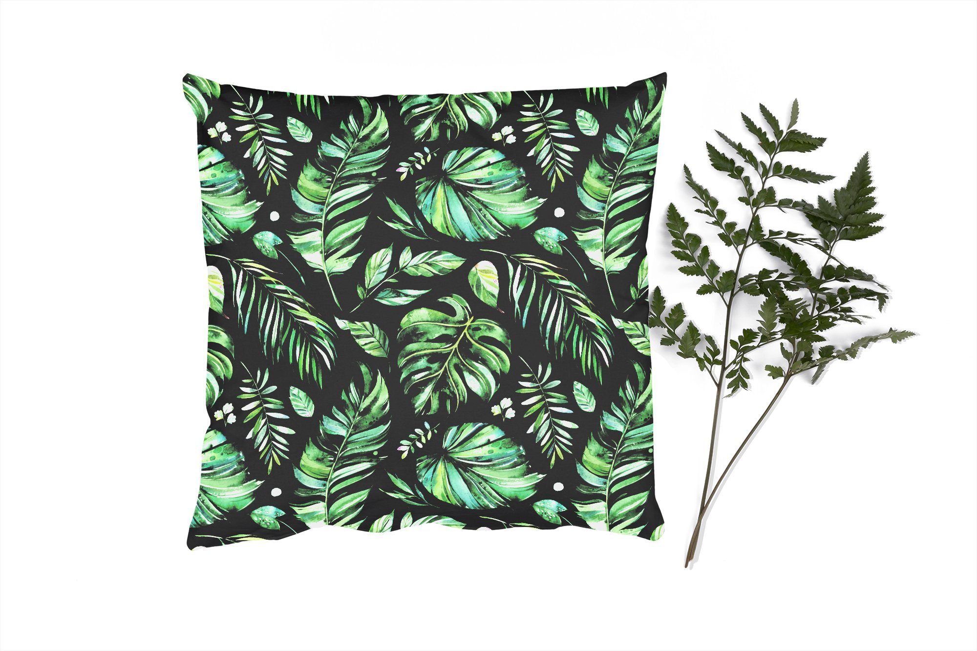 MuchoWow Dekokissen Blätter - Tropisch - Dschungel - Muster, Zierkissen mit Füllung für Wohzimmer, Schlafzimmer, Deko, Sofakissen