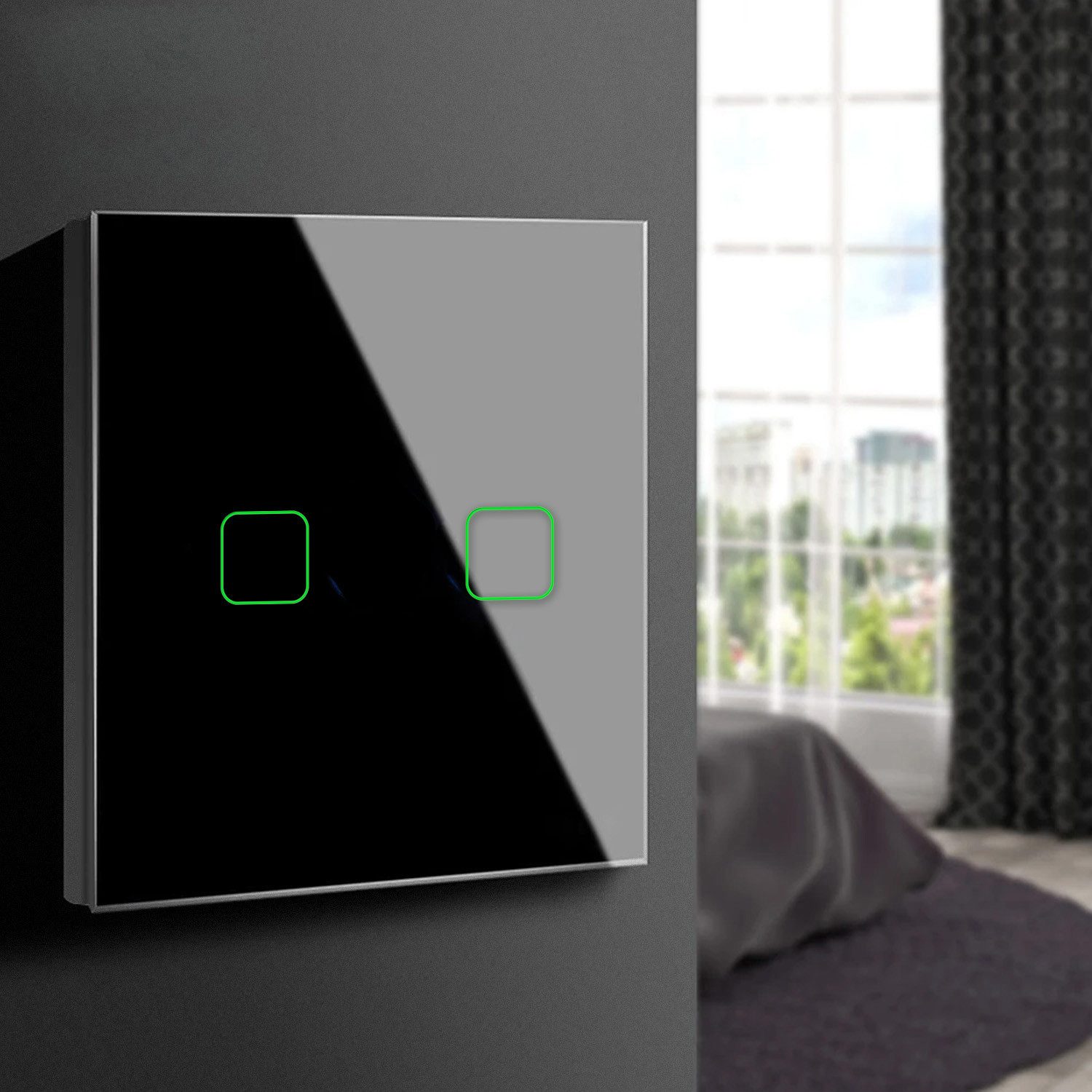Maclean Lichtschalter MCE703 (1-St), Touch-Lichtschalter Doppelter LED-Glas Schalter