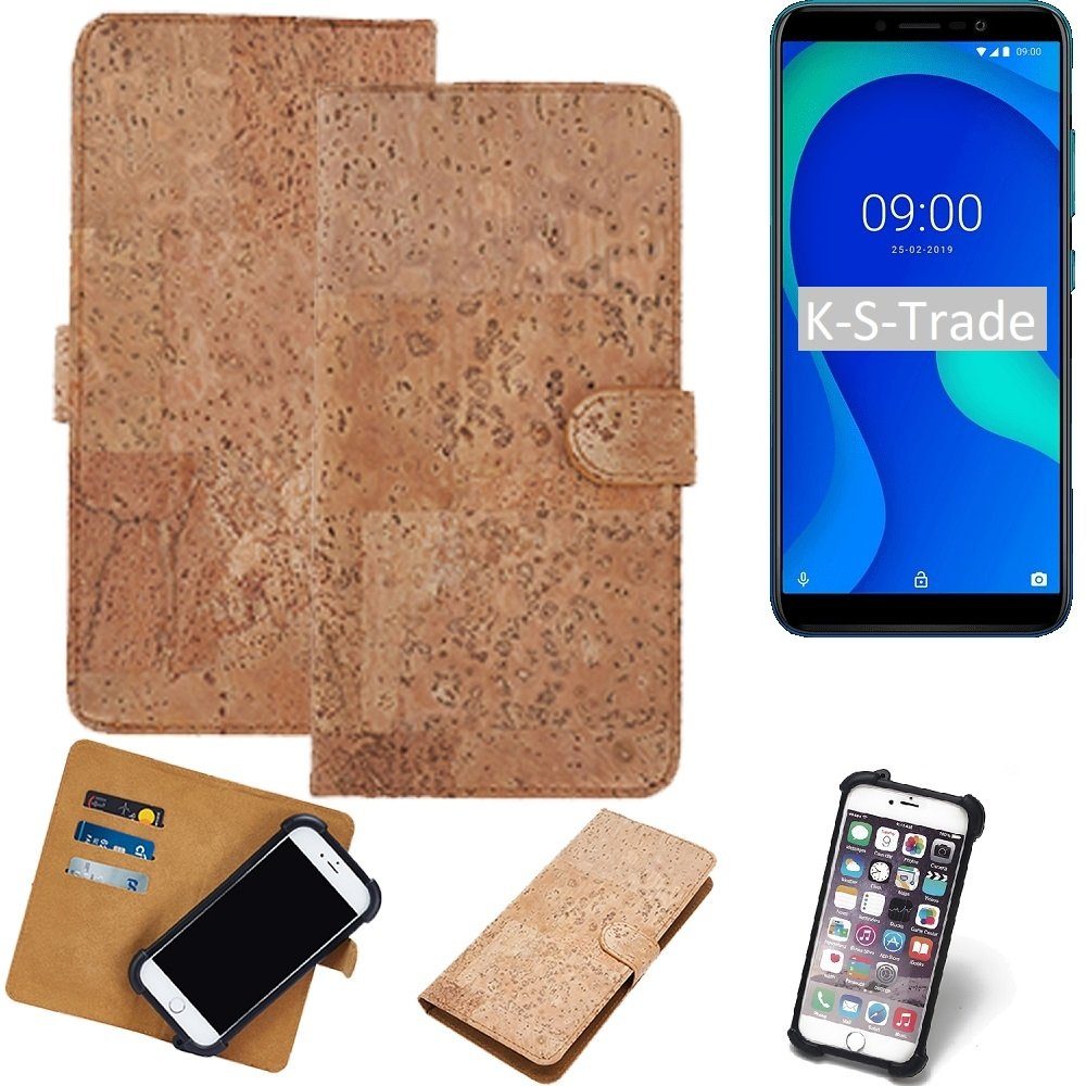 K-S-Trade Handyhülle für Wiko Y80, Hülle - Kork Handyhülle Cover - Schutzhülle TPU Case Bumper in