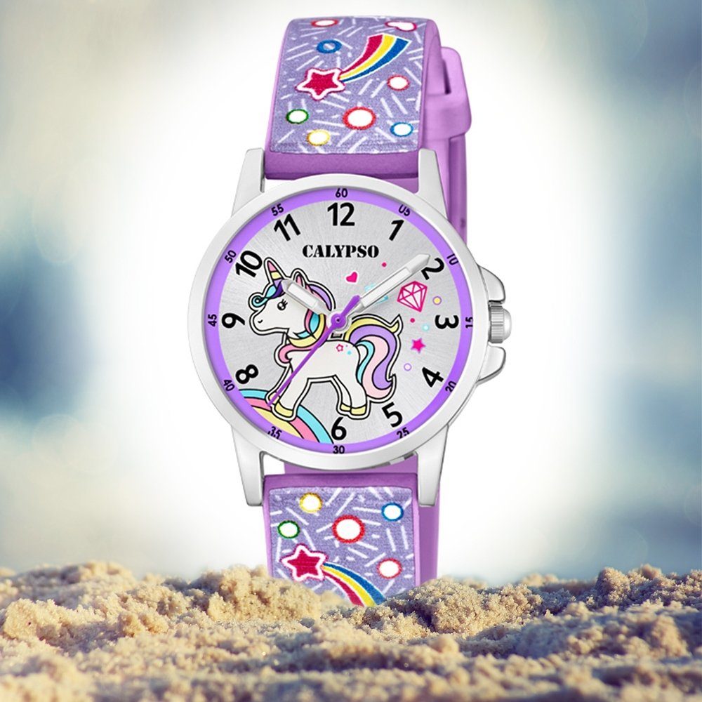 Fashion CALYPSO Kunststoffband, lila, Calypso Armbanduhr Uhr K5776/6 rund, Kunststoff, Quarzuhr PUarmband Kinder Kinder WATCHES
