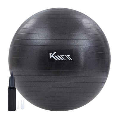 KM - Fit Gymnastikball Trainingsball Sitzball für Fitness,Yoga,Gymnastik 65 cm (mit Luft-Pumpe, Schwarz), Max. Belastbarkeit: 300 kg