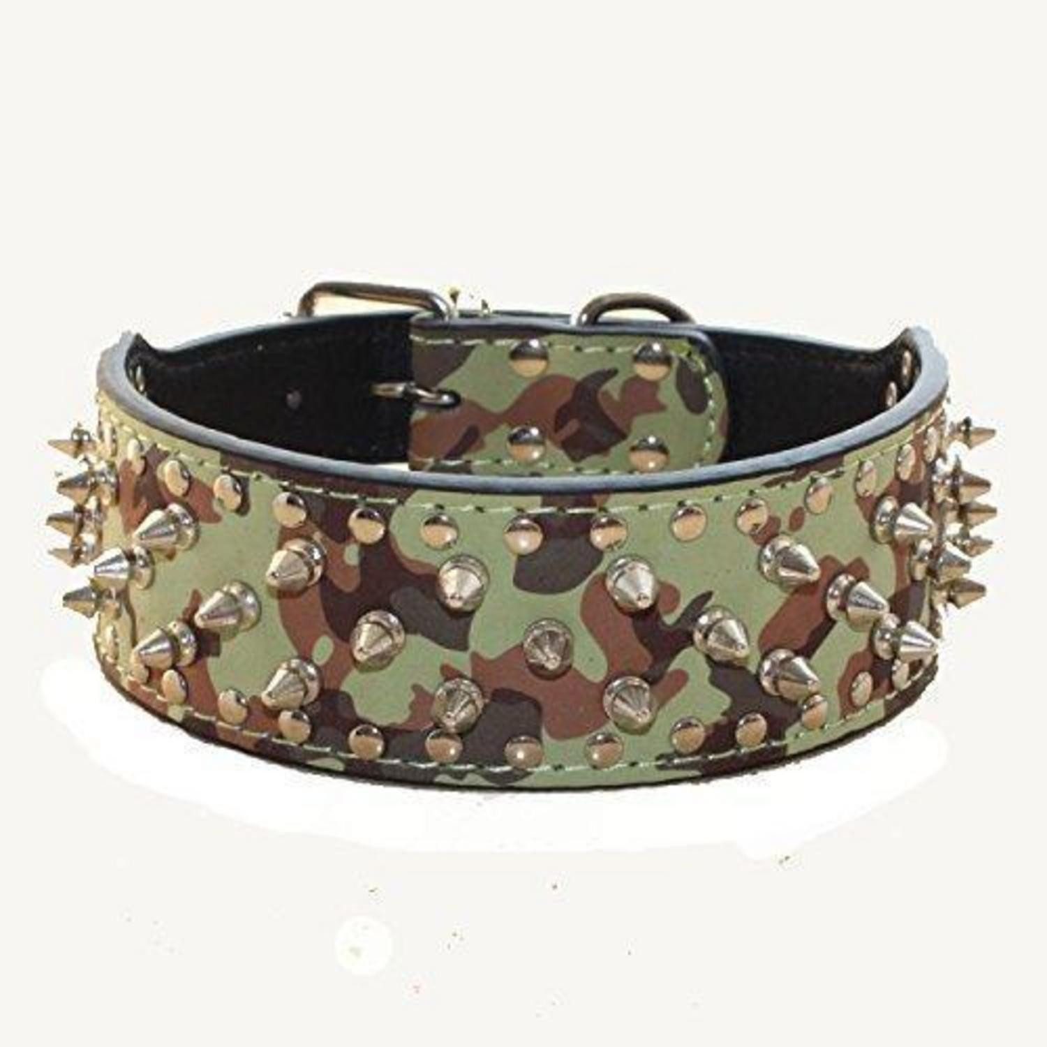 LuxusKollektion Hunde-Halsband Halsband Nieten Kunstleder S Tarnfarbe