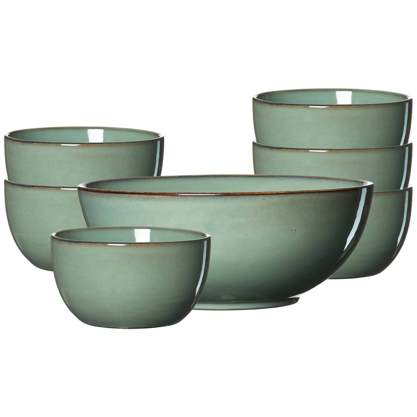 Ritzenhoff & Breker Schale Alicante Salat-Set 7-tlg., Steinzeug, (1x Servierschale, 6x Beilagenschale, 7-tlg)
