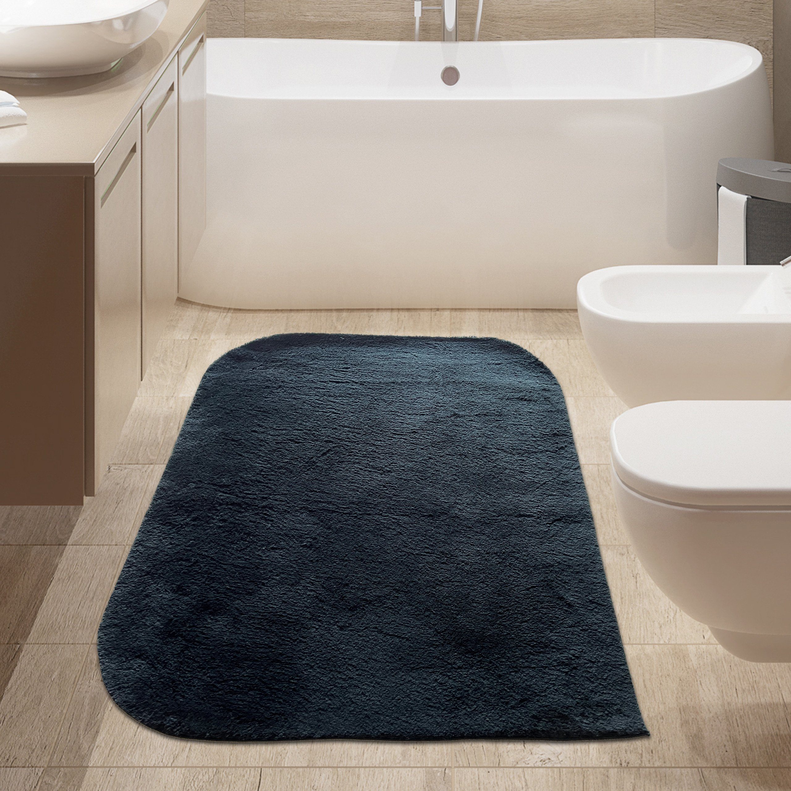 TeppichHome24 Teppich Designer Badezimmer WC-Teppich – weich – in schwarz, günstig online kaufen
