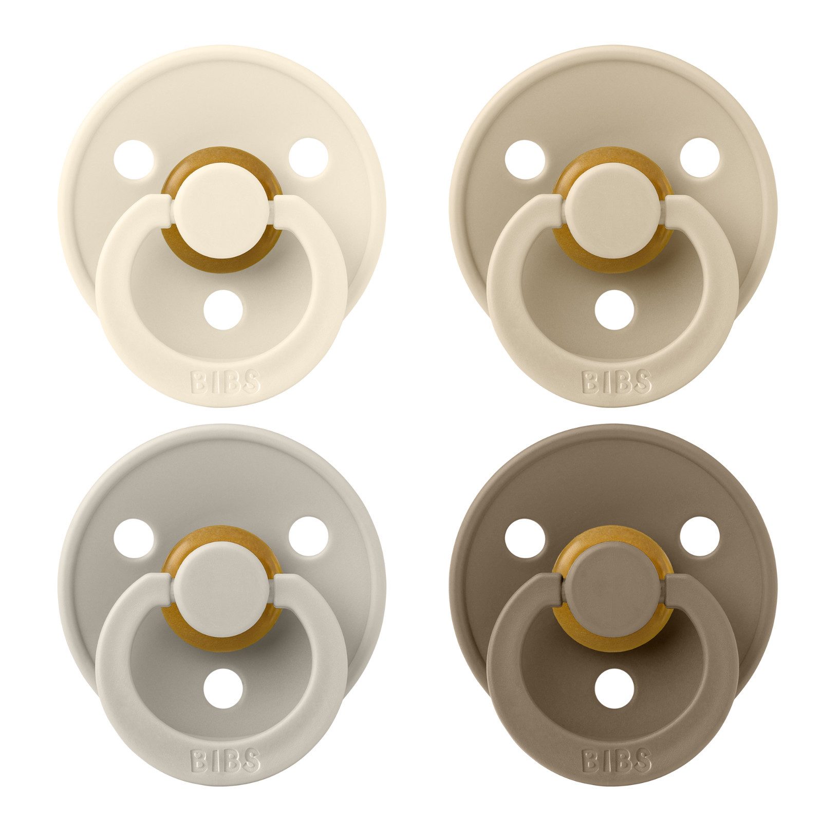 BIBS Schnuller Colour Kirschform Beruhigungssauger im 4er Pack, Harmonische Farben Bibs Colour im praktischen 4er Pack