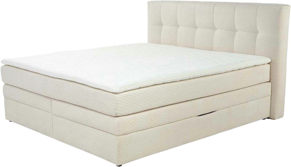 Jockenhöfer Gruppe Boxspringbett Amy, mit 6 cm Kaltschaum-Topper, Cord-Bezug, 180x200 und 200x200 cm