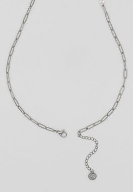 enflame Kette mit Anhänger Halskette Perl Plättchen Edelstahl Necklace Sonnen Anhänger (1-tlg), 5467 in Silber