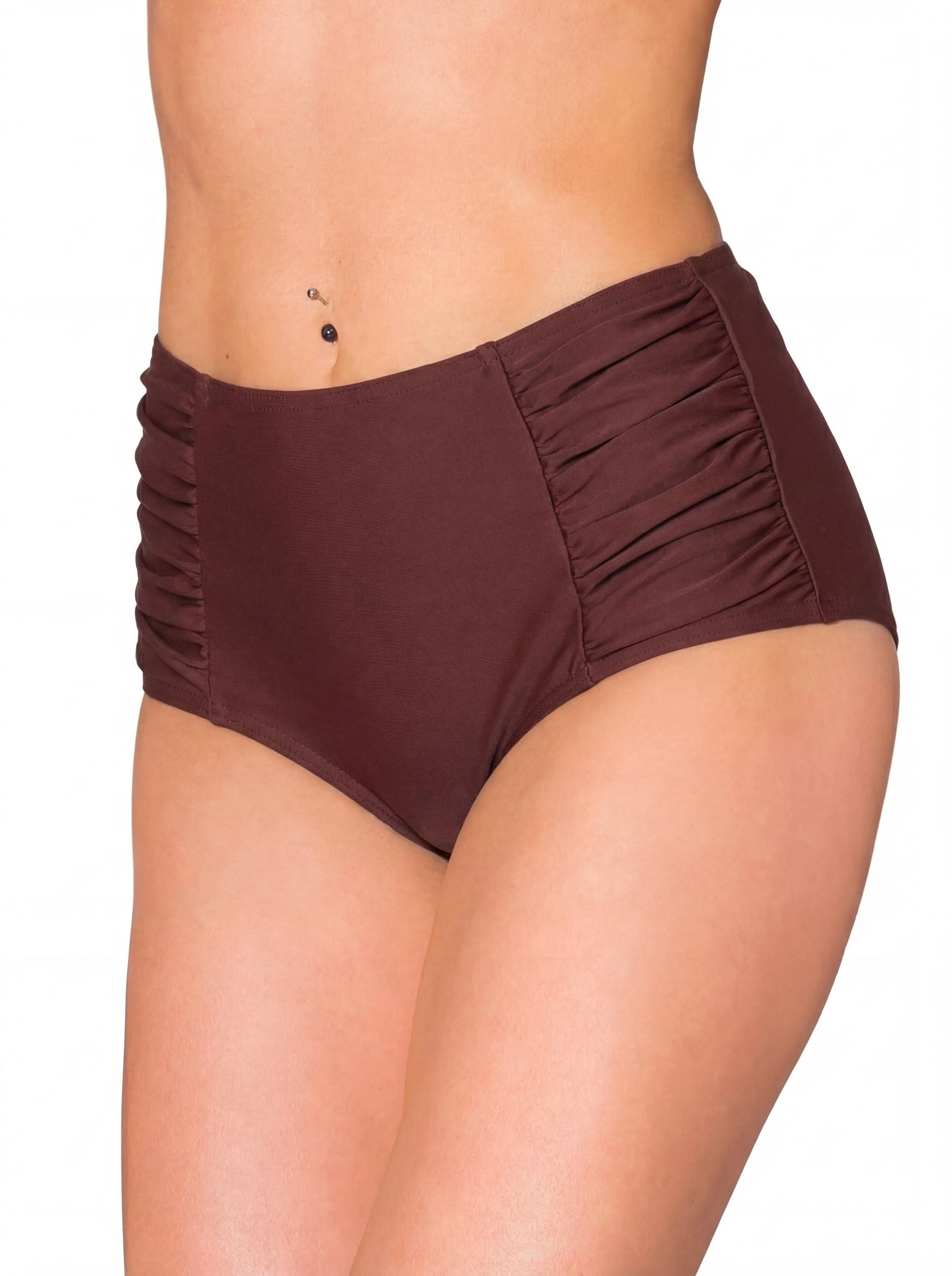 Aquarti Bikini-Hose Aquarti Damen Bikinihose mit Hoher Taille und Raffung