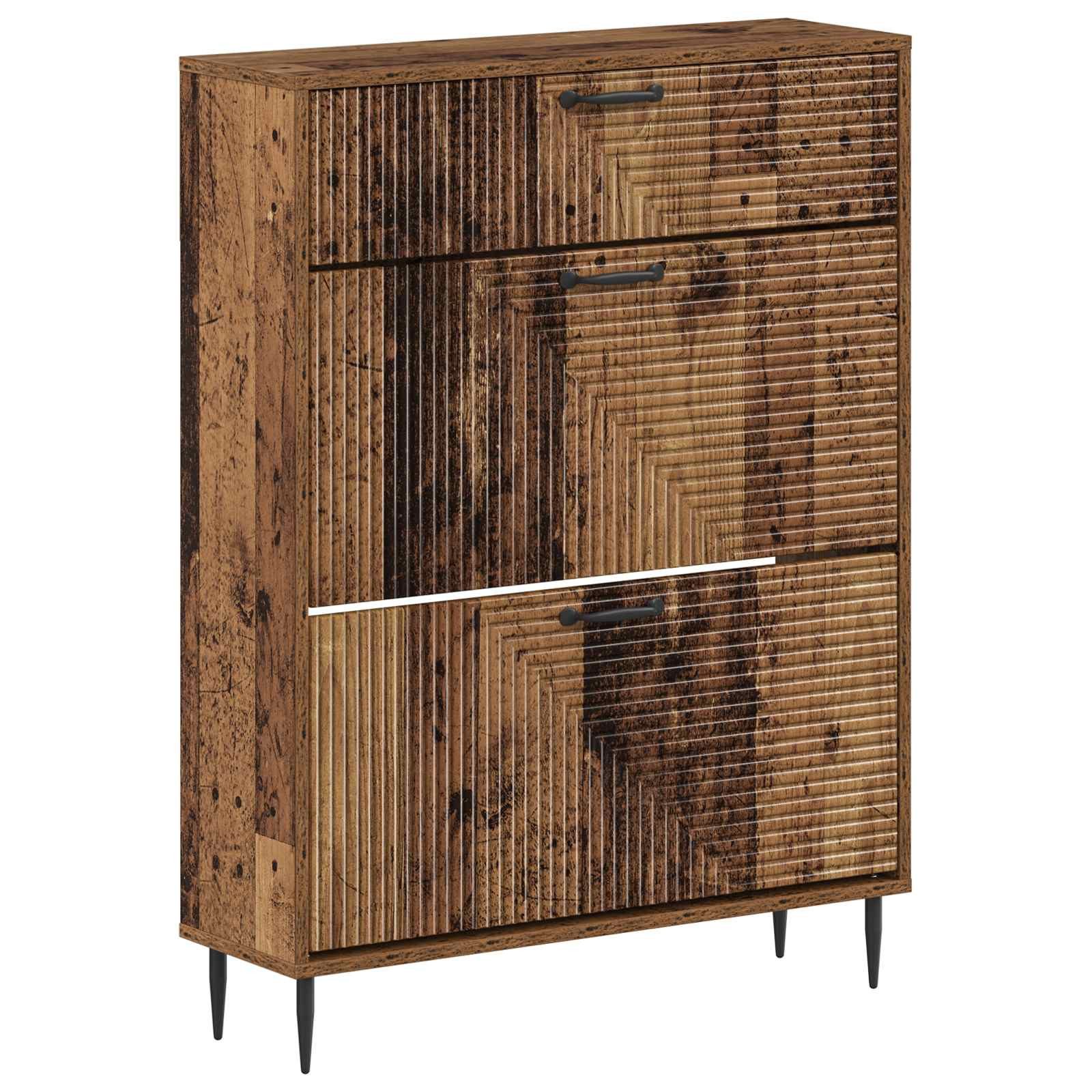 vidaXL Schuhregal Schuhschrank HAARLEM 78 x 24 x 103 cm Holzwerkstoff Altholz