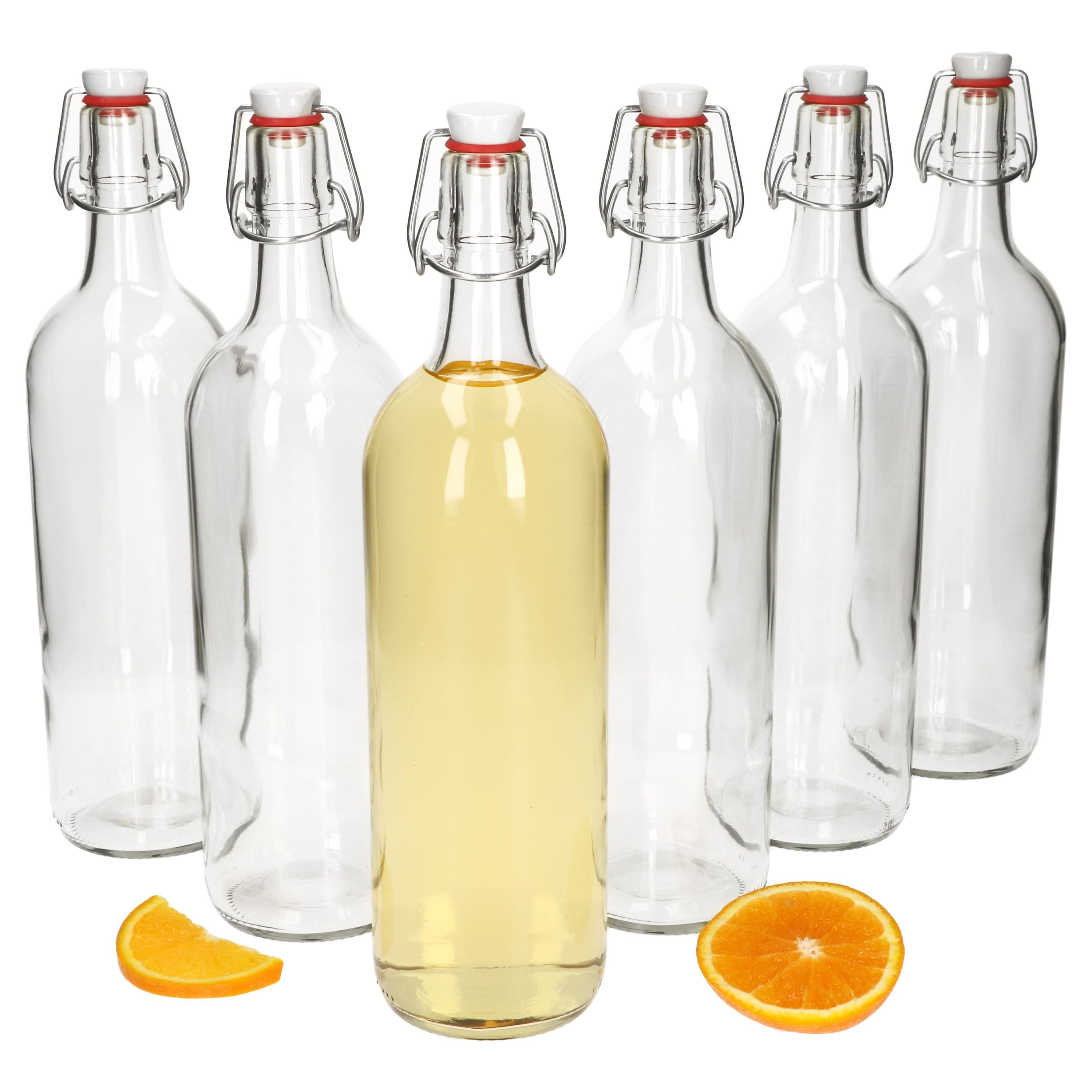 MamboCat Vorratsglas 6er Set Bügelflasche Berta 1000 ml + Bügelverschluss, Glas