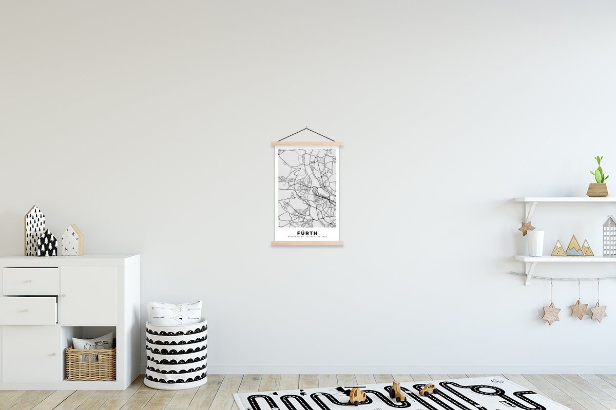 Stadtplan, St), Wohnzimmer, Magnetisch Posterleiste, - Deutschland für - Fürth (1 Bilderleiste, MuchoWow Textilposter Karte Poster -
